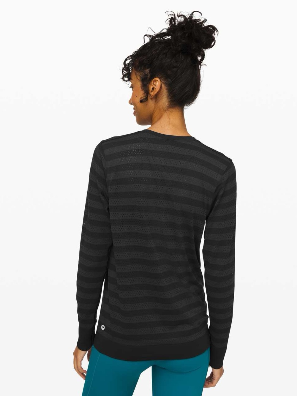 Lululemon Breeze Long Sleeve Top *Stripe Black & Grey Size 10 Run Relaxed Fit - Picture 2 of 8